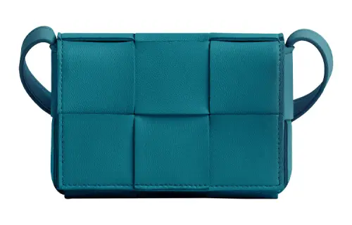 Bottega Veneta CASSETTE Lambskin Shoulder Bag, Crossbody Bag Mini Women's Turquoise