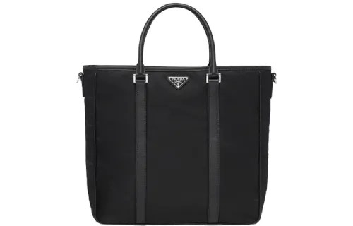 PRADA Fabric With Leather Handbag Men's Black