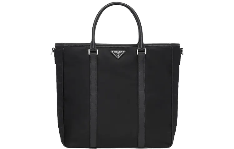 PRADA Fabric With Leather Handbag Men's Black