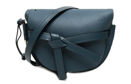 LOEWE Gate Bowknot Bag Cow Leather Handheld Crossbody Bag, Shoulder Bag Small Women's Steel Blue
