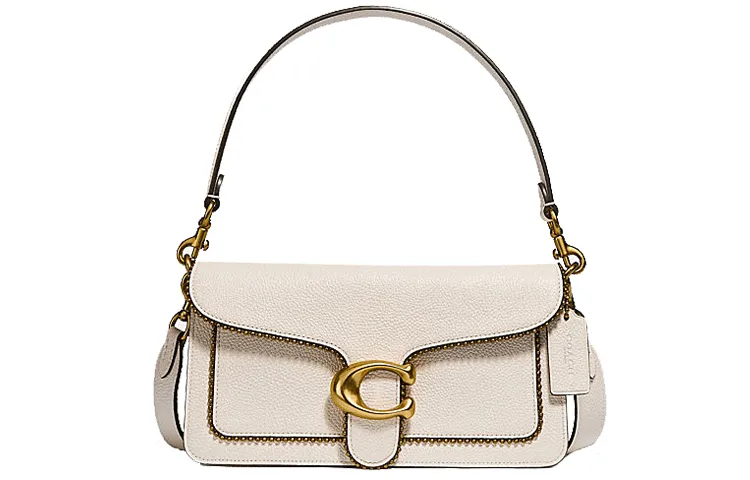 COACH Tabby Cow Leather Shoulder Bag Medium Women's White
