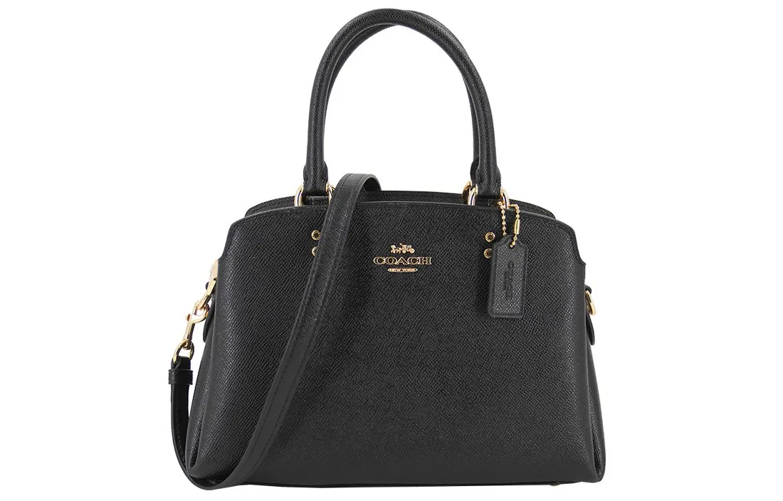 COACH Lillie Cross Grain Leather Laptop Bag, Briefcase, Shoulder Bag, Crossbody Bag, Handbag Small Women's Black