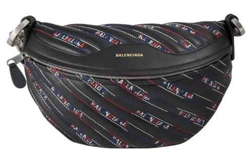 Balenciaga Cow Leather Fanny Pack Women's Black