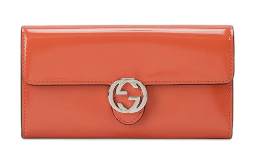 GUCCI Patent Leather Wallet Women's Saffron