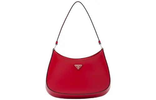 PRADA Cleo Leather Portable Crossbody Bag, Shoulder Bag Women's Scarlet