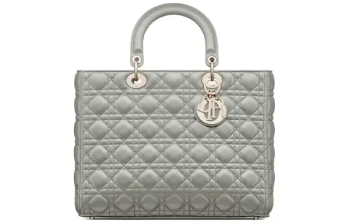 DIOR Lady Dior Cow Leather Handbag Large Women's Green