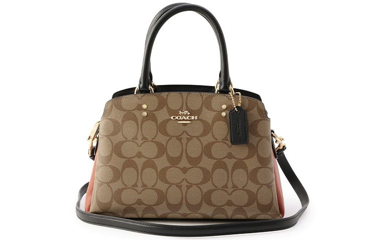 COACH Lillie Canvas With Leather Handbag, Shoulder Bag, Crossbody Bag Mini Women's Light Brown