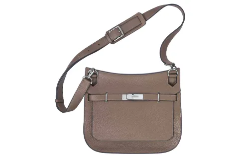 HERMES Jypsiere Clemence Bullock Leather Crossbody Bags Women's Elephant Gray