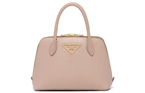 PRADA Leather Dome Bag, One Shoulder Handbag Women's Nude Pink