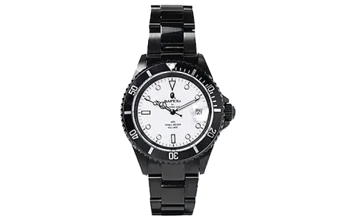 A BATHING APE Bape Watch Ape Head Collection Quartz Movement Metal Strap Watch Unisex White Dial