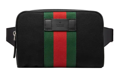 GUCCI Canvas Bag, Small Square Bag, Sling Bag, Fanny Pack Men's Black