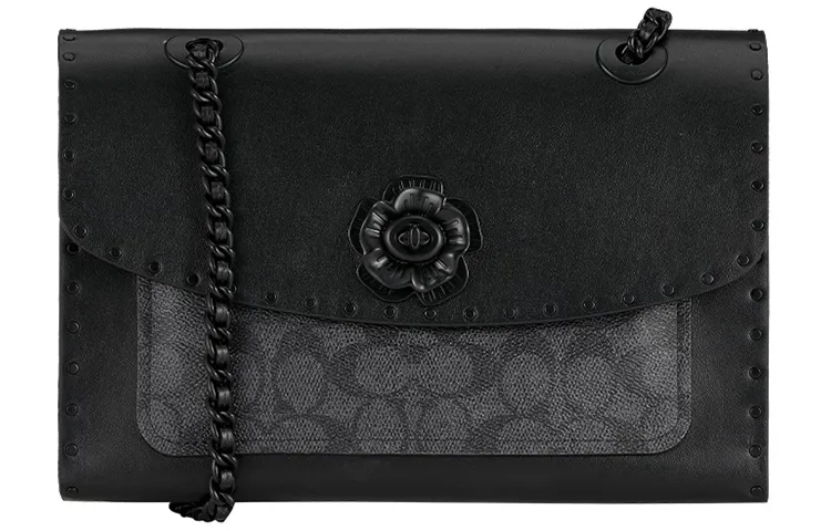 COACH PARKER Canvas With Leather Crossbody Bags Medium Women's Black/Charcoal Gray