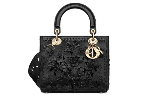 DIOR Cow Leather Handbag One Shoulder Handbag Medium Women's Black