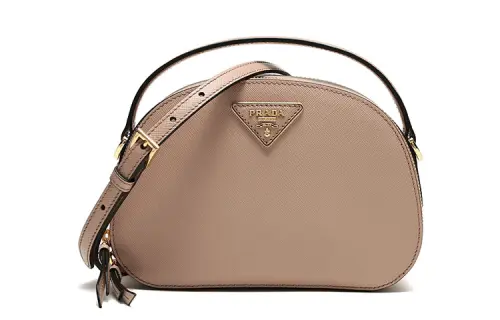 PRADA Cow Leather Crossbody One Shoulder Handbag Women's Nude