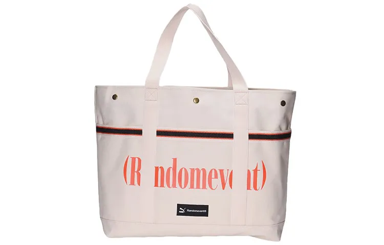 PUMA Randomevent Collaboration Letter Print Fabric Tote Bag, Shopping Bag, Handbag Regular Unisex White