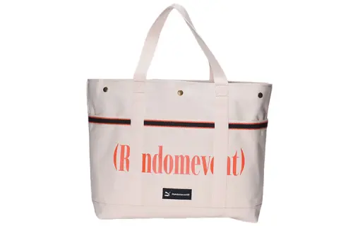PUMA Randomevent Collaboration Letter Print Fabric Tote Bag, Shopping Bag, Handbag Regular Unisex White