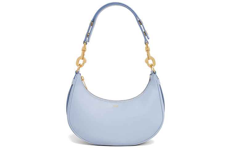CELINE Ava Adjustable Strap Cow Leather Handbag Medium Women's Light Blue