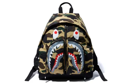A BATHING APE Camouflage shark with zipper, nylon backpack for men and women, for beloved