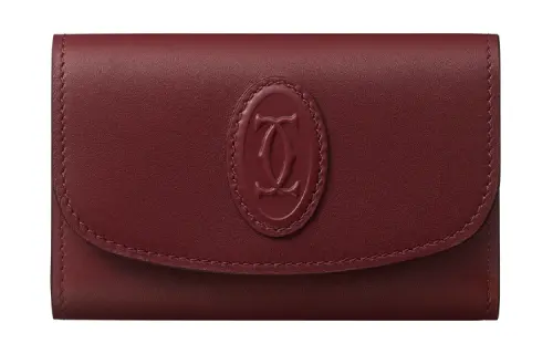 CARTIER Calfskin Wallet, Card Holder, Key Pouch Women's Burgundy