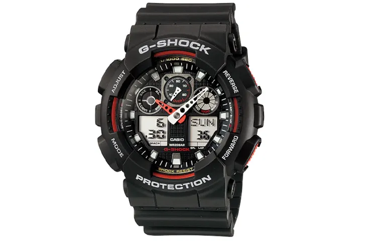 CASIO Men Liquid Crystal/Analog Dual Display Series Black Watch GA-100-1A4DR
