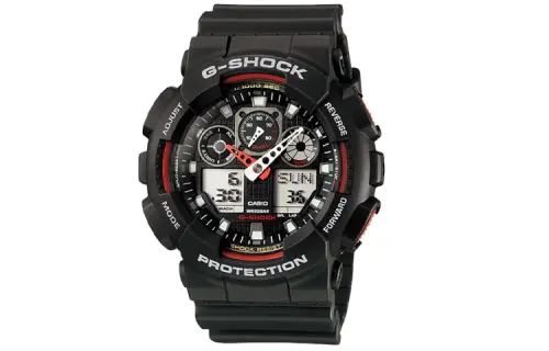 CASIO Men Liquid Crystal/Analog Dual Display Series Black Watch GA-100-1A4DR