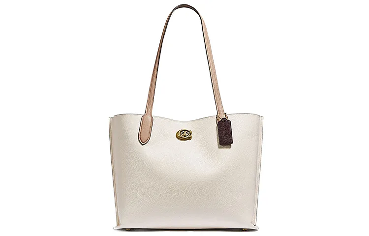 COACH Willow Leather Tote Bag, Shopping Bag, Portable Crossbody Bag, Shoulder Bag Women's White