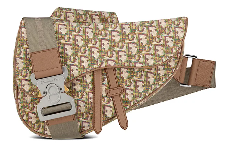 DIOR Saddle Embroidery Fanny Pack, Sling Bag, Saddle Bag, Shoulder Bag, Crossbody Bag Men's Khaki