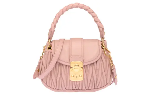 MIU MIU Leather Handbag Women's Egg White Stone Color