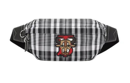 Burberry Nylon Crossbody Bag, Fanny Pack Men's Black/White