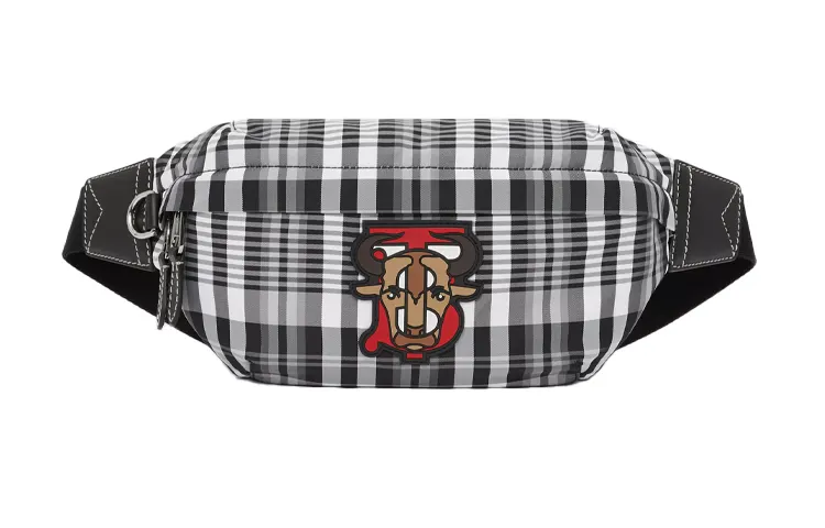 Burberry Nylon Crossbody Bag, Fanny Pack Men's Black/White