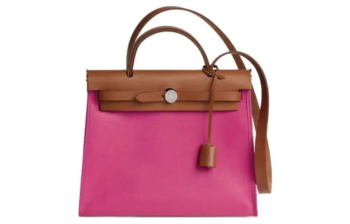HERMES Herbag Zip H Berline Canvas And Hunter Cow Leather Shoulder Bag, Crossbody Bag, Handbag 31 Unisex