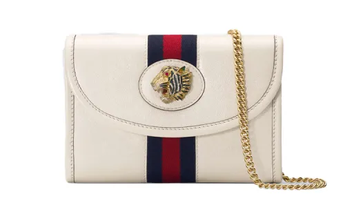 GUCCI Leather Shoulder Bag, Crossbody Bag, Clutch Mini Women's White