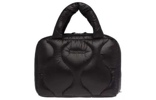 MIU MIU Nylon Fabric Handbag Women's Black