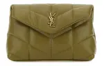 SAINT LAURENT LOULOUPUFFER Quilting Lambskin Cloud Bag Pillow Bag Clutch Makeup Bag Small Women's Olive Green