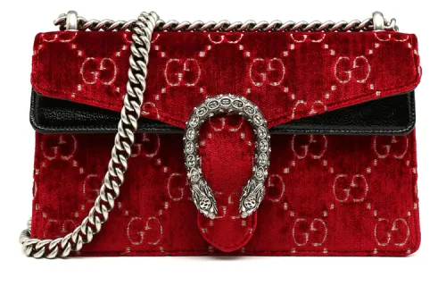 GUCCI Dionysus Velvet Shoulder Bag Women's Red