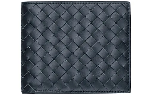 Bottega Veneta Cow Leather Card Holder, Wallet Unisex Dark Blue