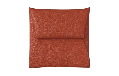HERMES Bastia Mysore Goat Skin Wallet Women's 36 Brique Brick Red
