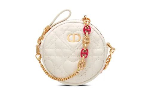 DIOR Calfskin Coin Purse Mini Women's Milk White