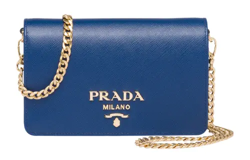 PRADA Saffiano Leather Shoulder Bag Women's Dark Blue Purple
