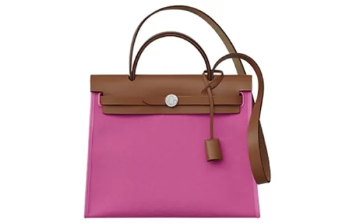 HERMES Herbag Zip H Plume Canvas And Hunter Leather Finish Shoulder Bag, Crossbody Bag, Handbag 31 Unisex