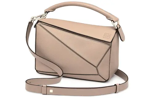 LOEWE Puzzle Cow Leather Puzzle Bag Geometric Bag, Handbag, Shoulder Bag, Crossbody Bag Small Women's Light Oat