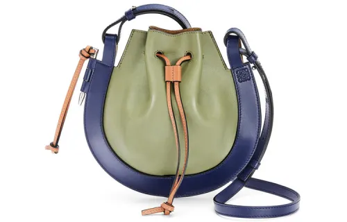 LOEWE Cow Leather Shoulder Bag Women's Avocado Green/Marine