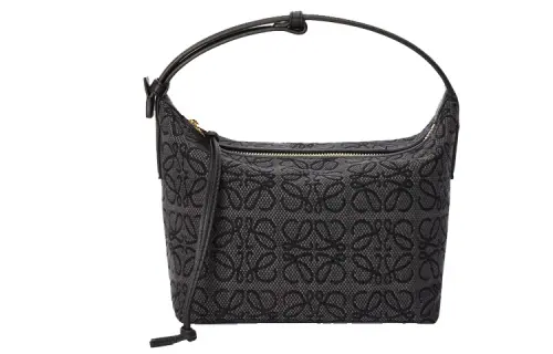 LOEWE Jacquard Fabric With Cow Leather Lunch Bag, Shoulder Bag, Handbag Small Women's Black/Coal Black