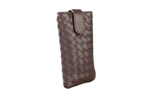 Bottega Veneta Woven Artificial Leather Coin Purse Women's Brown