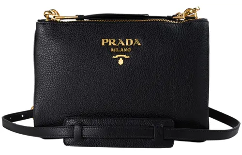 PRADA Cow Leather Shoulder Bag Women's Black