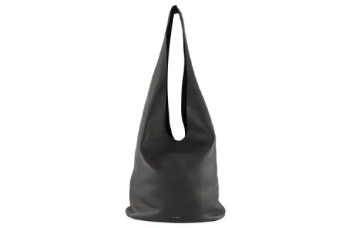 THE ROW Hammered Texture Leather Shoulder Bag Women's Black