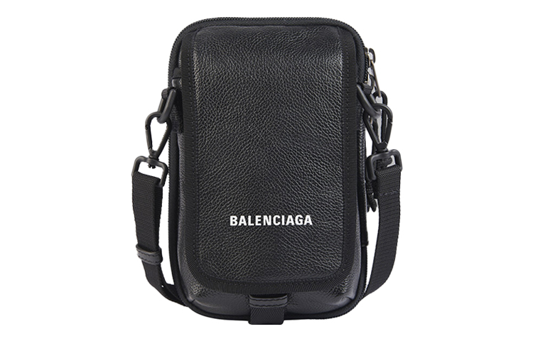 Balenciaga Explorer Grained Calfskin Crossbody Bag, Shoulder Bag Small Unisex Black