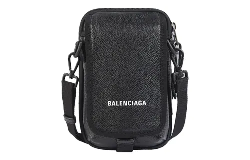 Balenciaga Explorer Grained Calfskin Crossbody Bag, Shoulder Bag Small Unisex Black