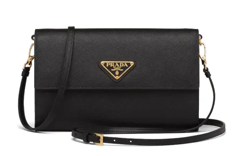 PRADA Saffiano Leather Wallet, Crossbody Bag, Shoulder Bag Women's Black