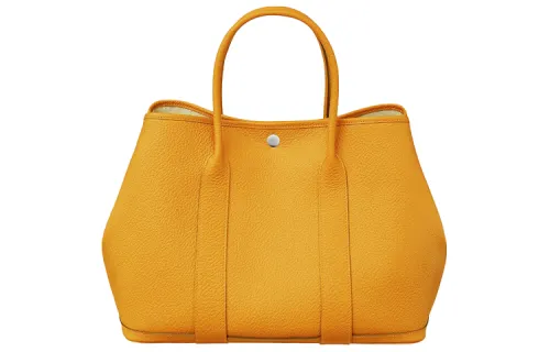 HERMES Garden Party Country Cow Leather Handbag 36 Women's 9D Ambre Amber Yellow